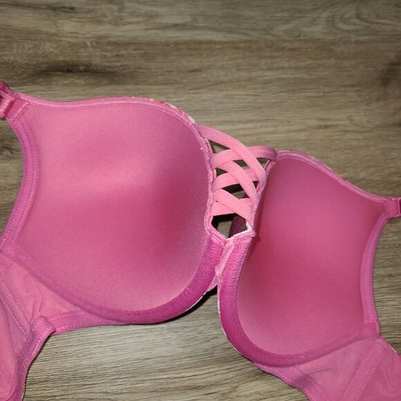 EUC Torrid 38C Pink Floral Underwire Plunge Push-Up Bra - Picture 5 of 7